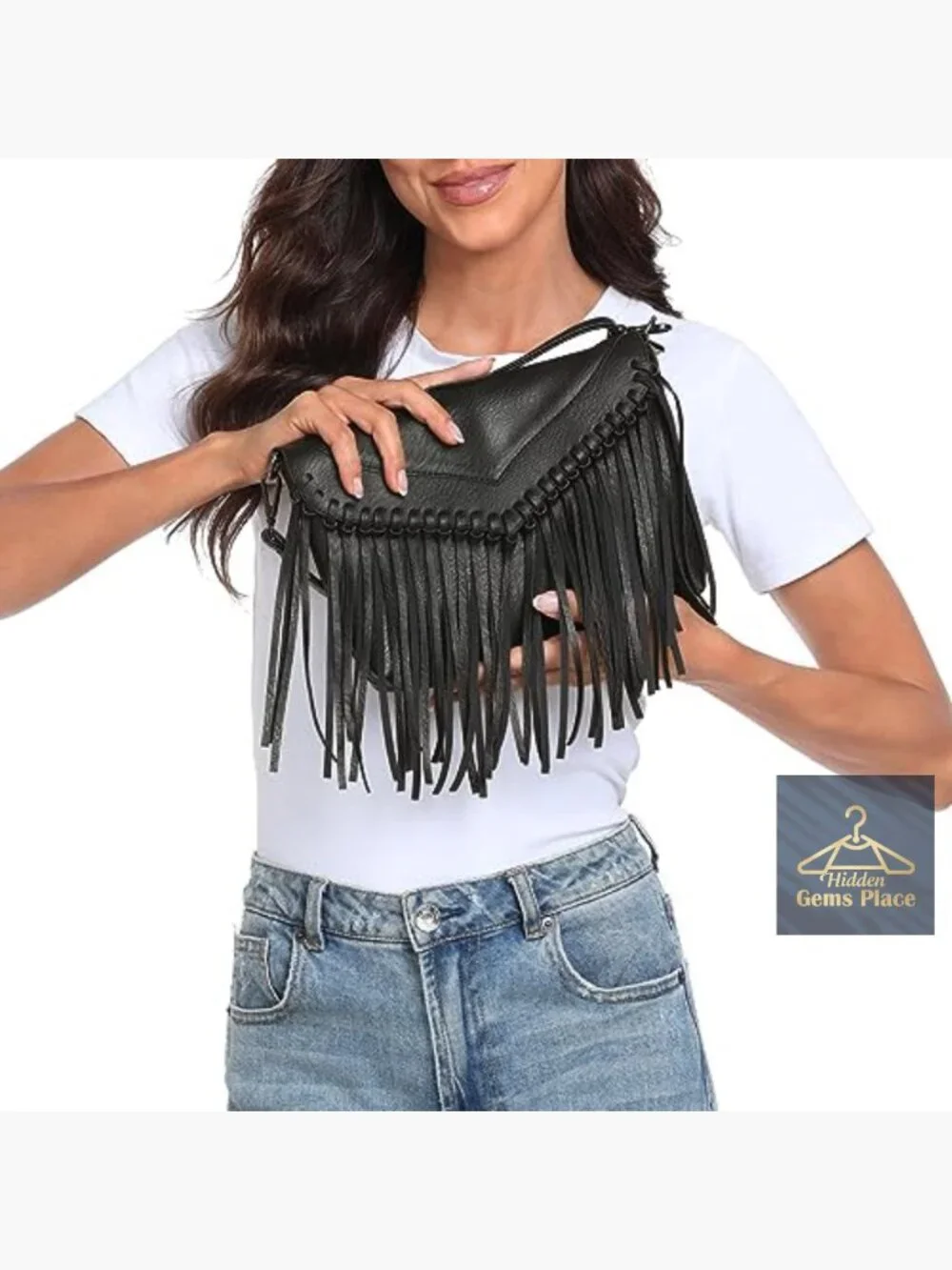 Vintage Fringe Crossbody Tassel Hobo PU Leather Handbag Shoulder Bag